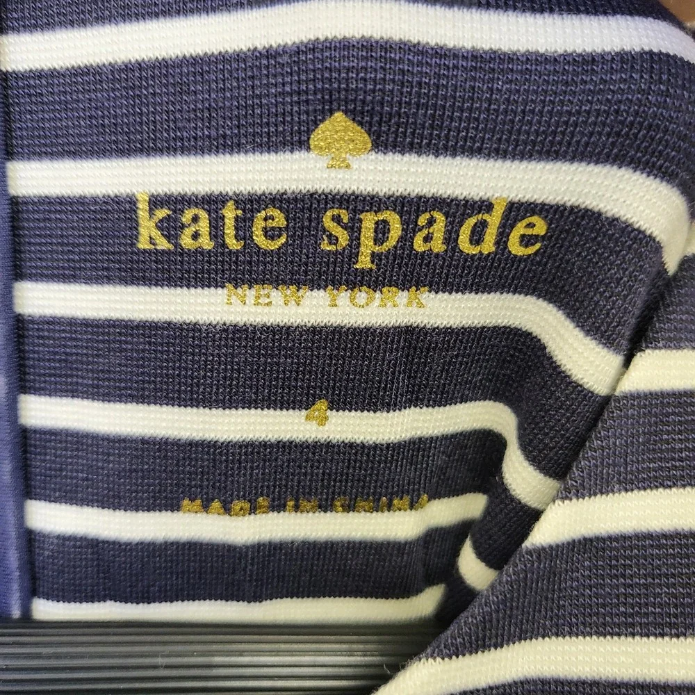 Kate Spade Fit and Flare Dress Womens 4 Navy White Striped Excellent NJMU8912